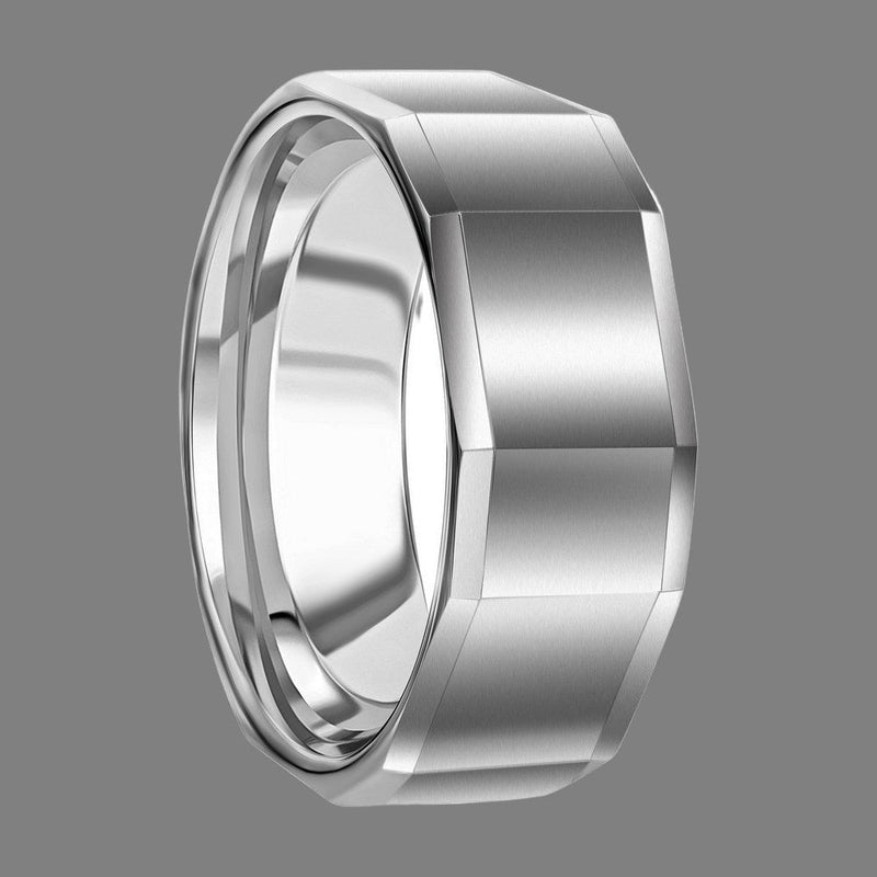 8mm High Polished Faceted Tungsten Ring - Walter Bauman Jewelers