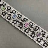 Estate 14K W Gold 5.89ctw Sapphire & 2.49ctw Diamond Bracelet