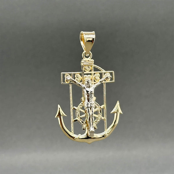 Estate 14K TT Gold Anchor Crucifix Pendant