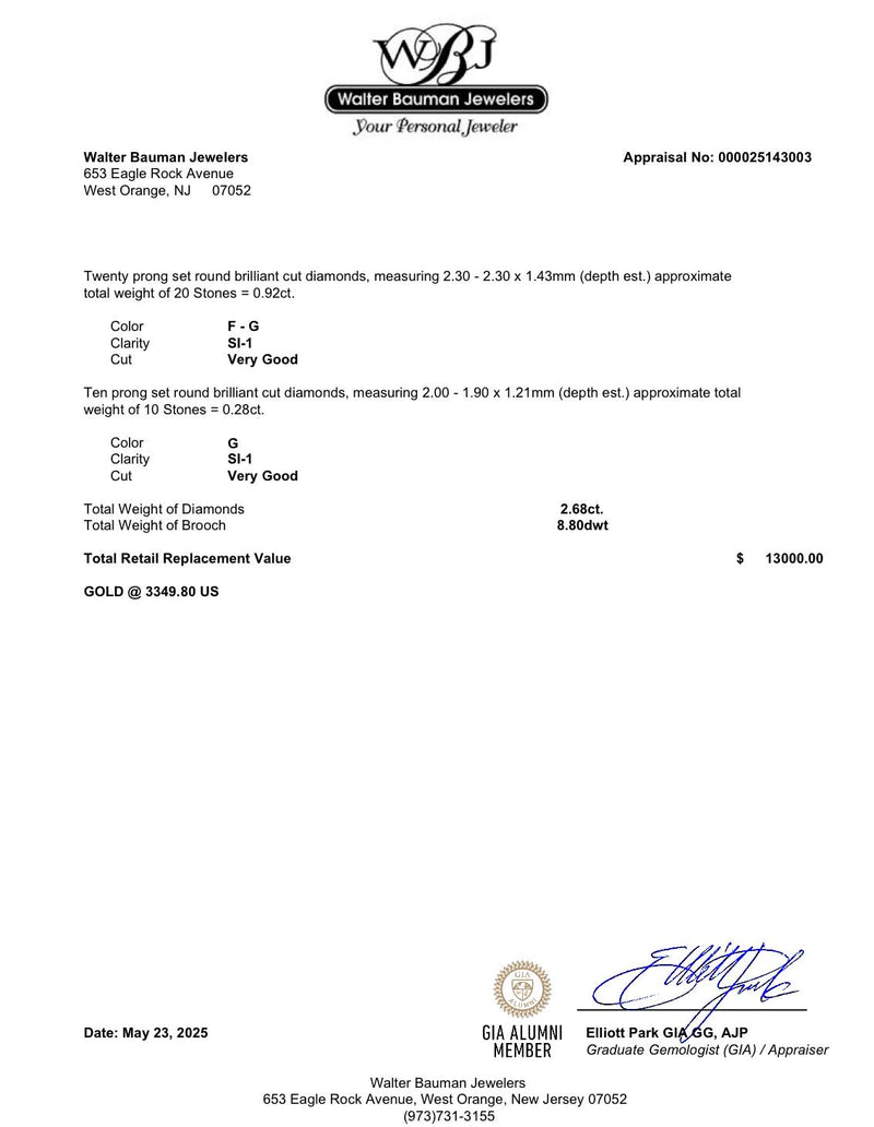 Estate 18K TT Gold 2.68ctw Fancy Yellow -F-G/VS2-SI1 Diamond Pin