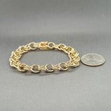 Estate 14K Y Gold 11mm Double Link Charm Bracelet