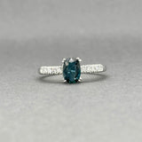 Estate 14K W Gold 0.60ct Sapphire & 0.13ctw Diamond Ring