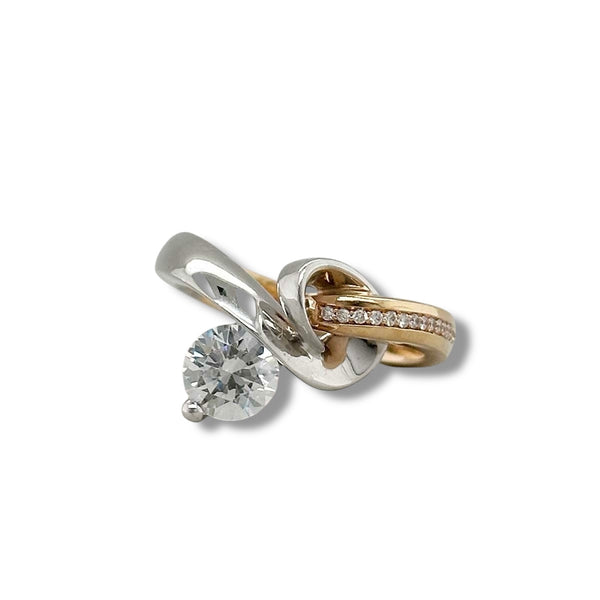 Claude Thibaudeau 18K TT 0.1cttw Montage de fiançailles en diamant tourbillonnant