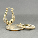 Estate 14K TT Gold Textured Oval Hoop Earrings
