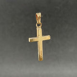 Estate 14K Y Gold 25.5mm Lined Cross Pendant
