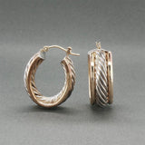 Estate SS 14 Cable Hoop Earrings