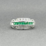 Estate 14K W Gold 0.40ctw Emerald & 0.07ctw Diamond Ring