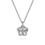 SS 0.01ct Dia Cut Diamond Flower Pendant Necklace