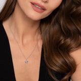 SS 0.01ct Dia Cut Diamond Flower Pendant Necklace