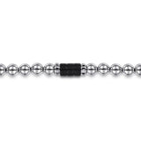 SS Men's 8" 6mm Ball and Onyx Cylinder Beaded Bracelet