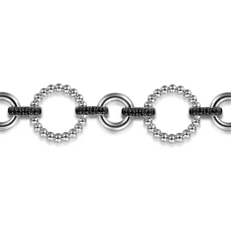 SS Black Spinel Link Bracelet