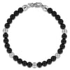 SS Men's 8" 6mm Black Onyx Titanium Bead Bracelet