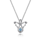 SS 0.14ct Blue Topaz Angel Pendant