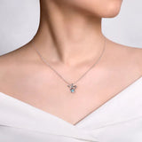SS 0.14ct Blue Topaz Angel Pendant