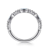 SS 0.81ctw 3 Oval Bezel Set Blue Topaz Ring