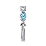 SS 0.81ctw 3 Oval Bezel Set Blue Topaz Ring