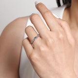SS 0.81ctw 3 Oval Bezel Set Blue Topaz Ring