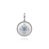 SS 24mm 0.47ctw Blue Topaz and 0.29ctw White Sapphire Medallion Pendant