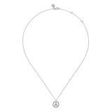 SS 0.05ctw 17.5" Round Beaded Edge Pendant with Diamond Initial 'A'