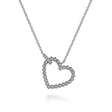 SS 0.02ctw 17.5" Beaded Heart Necklace