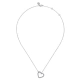 SS 0.02ctw 17.5" Beaded Heart Necklace