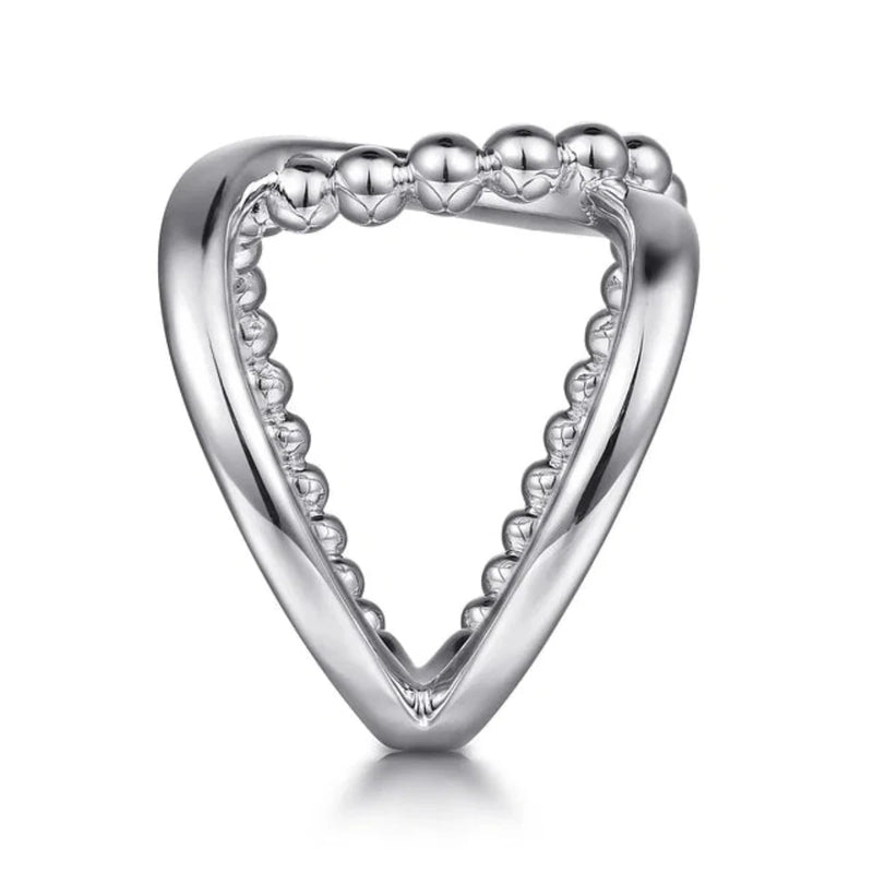 SS  Interlocking Wide Band Beaded Ring