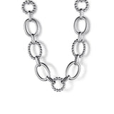 SS 17" Oval and Round Link Beaded Necklace