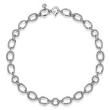 SS 17" Oval and Round Link Beaded Necklace