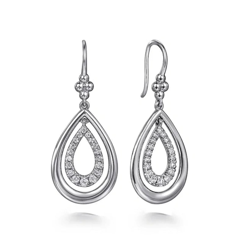 SS 0.69ctwWhite Sapphire Teardrop Dangle Earrings