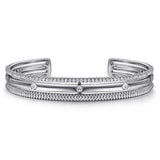 SS 1.64ctw White Sapphire Multi Row Cuff Bracelet