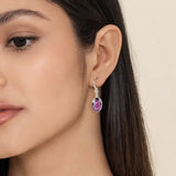 SS 12.58ctw Oval Bezel Set Amethyst Drop Earrings