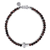 SS 8" Cross Bracelet with 4mm Tiger Eye Beads