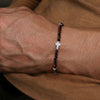 SS 8" Cross Bracelet with 4mm Tiger Eye Beads
