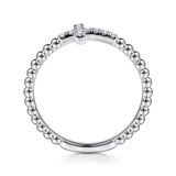 SS 0.07ctw Diamond Beaded Cross Ring
