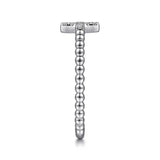 SS 0.07ctw Diamond Beaded Cross Ring