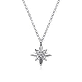 SS 0.03ctw Dainty Diamond Starburst Pendant Necklace