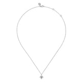 SS 0.03ctw Dainty Diamond Starburst Pendant Necklace