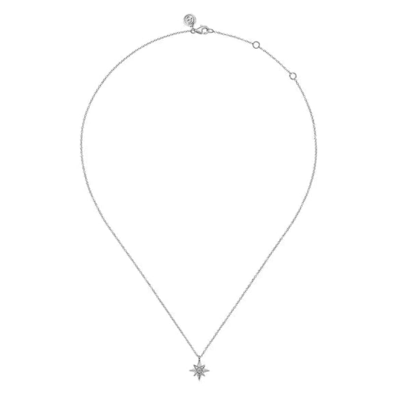 SS 0.03ctw Dainty Diamond Starburst Pendant Necklace
