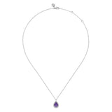 SS 1.33ct Amethyst Pear Shape Beaded Frame Pendant
