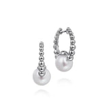 SS 15mm Beaded Pearl Hoop Earrings