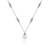 SS 8mm Pearl and Bead Pendant Necklace