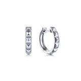 14K W Gold 15mm Grommet Pattern Huggie Earrings