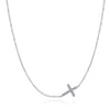 SS 0.19ctw White Sapphire Sideways Cross Necklace