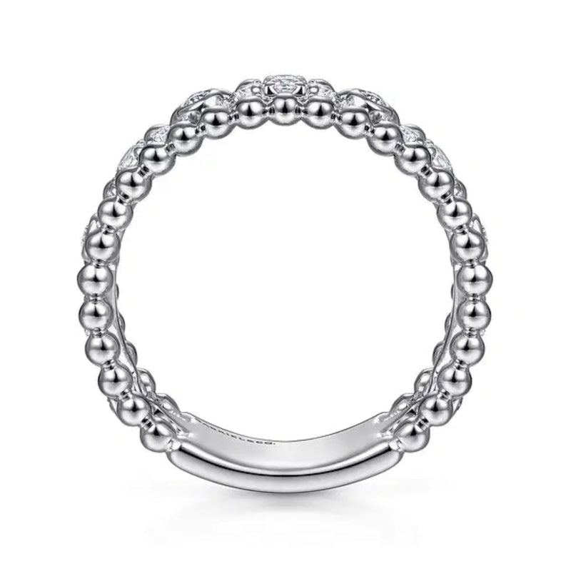 SS White Sapphire Beaded Ring