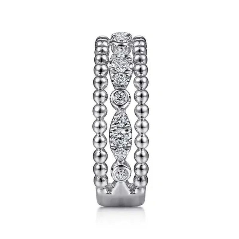 SS White Sapphire Beaded Ring