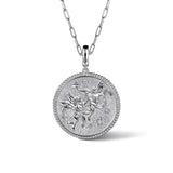 SS 0.11ctw 32mm White Sapphire Gemini Medallion Pendant
