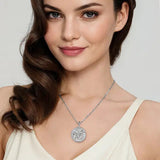 SS 0.11ctw 32mm White Sapphire Gemini Medallion Pendant