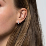 SS 0.15ctw Bezel Set White Sapphire 12mm Huggie Earrings