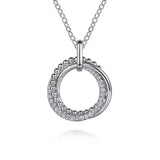 SS 1.75ctw White Sapphire Beaded Triple Open Circle Necklace