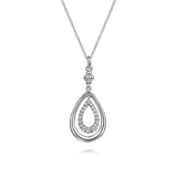 SS 0.35ctw Teardrop White Sapphire Beaded Pendant